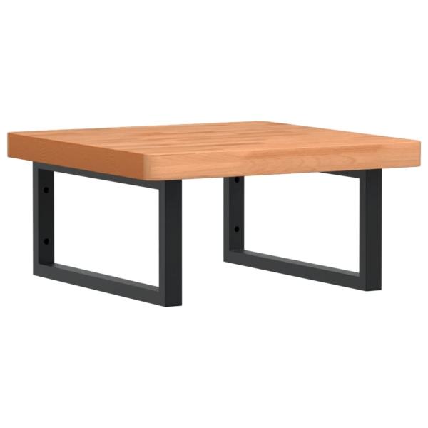 Waschbeckenregal Wandmontage Stahl und Massivholz Buche