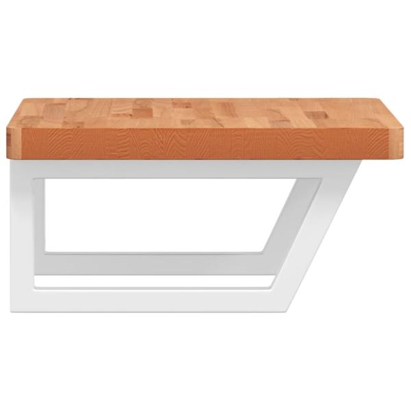 Waschbeckenregal Wandmontage Stahl und Massivholz Buche