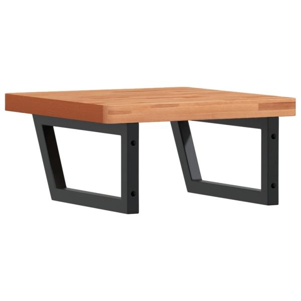 Waschbeckenregal Wandmontage Stahl und Massivholz Buche