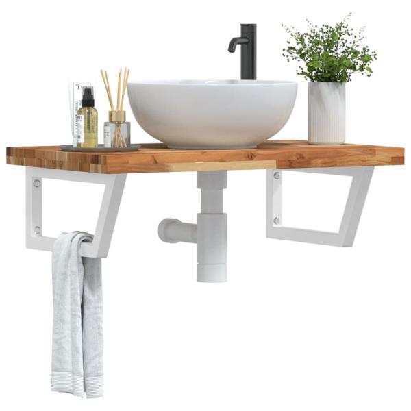 ARDEBO.de - Waschbeckenregal Wandmontage Stahl und Akazienholz
