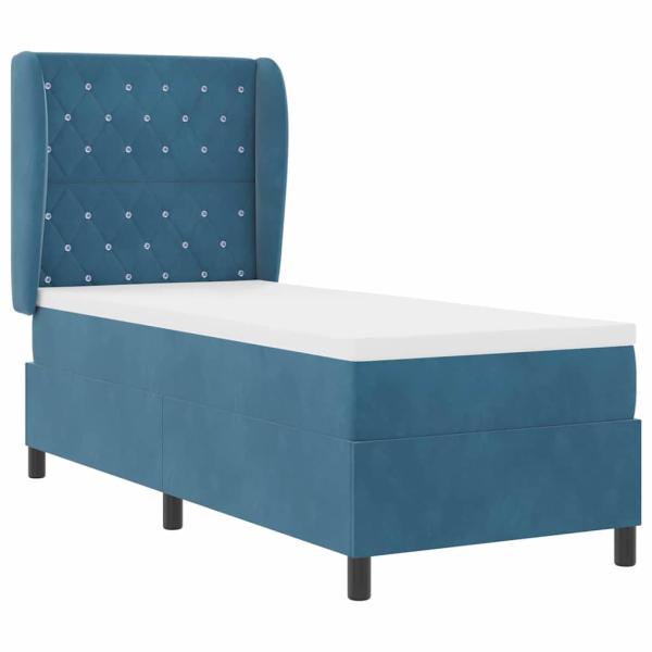 Boxspringbett mit Matratze Dunkelblau 80 x 200 cm Samt