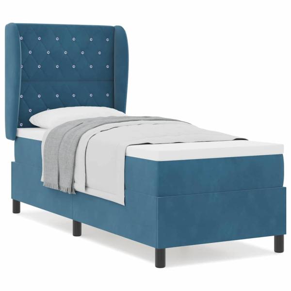 Boxspringbett mit Matratze Dunkelblau 80 x 200 cm Samt