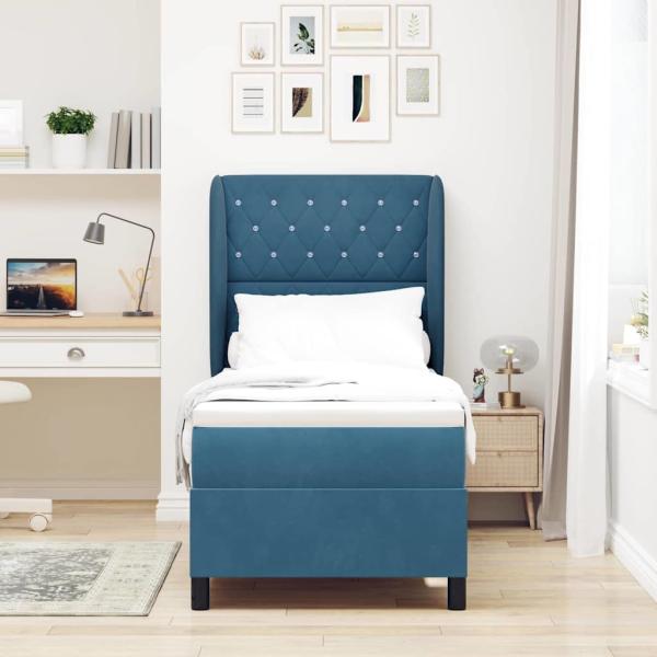 Boxspringbett mit Matratze Dunkelblau 80 x 200 cm Samt