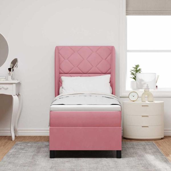 Boxspringbett mit Matratze mit Kopfteil Rosa 80 x 200 cm Samt