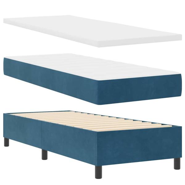 Boxspringbett mit Kopfteil Blau 80 x 200 cm Samt