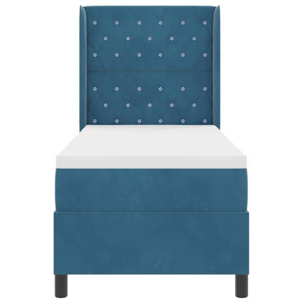 Boxspringbett mit Kopfteil Blau 80 x 200 cm Samt
