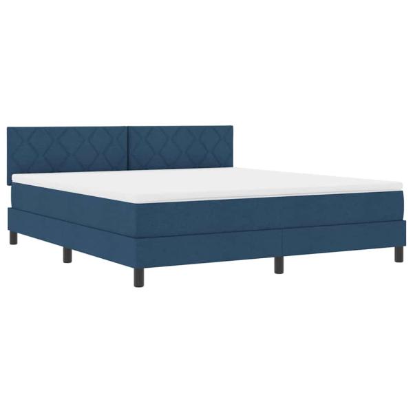 Boxspringbett mit Matratze mit Kopfteil Blau 180 x 200 cm Stoff