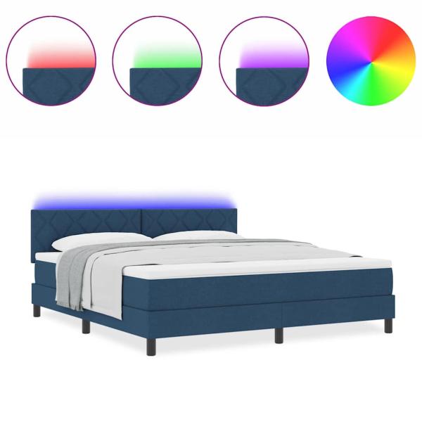 Boxspringbett mit Matratze mit Kopfteil Blau 180 x 200 cm Stoff
