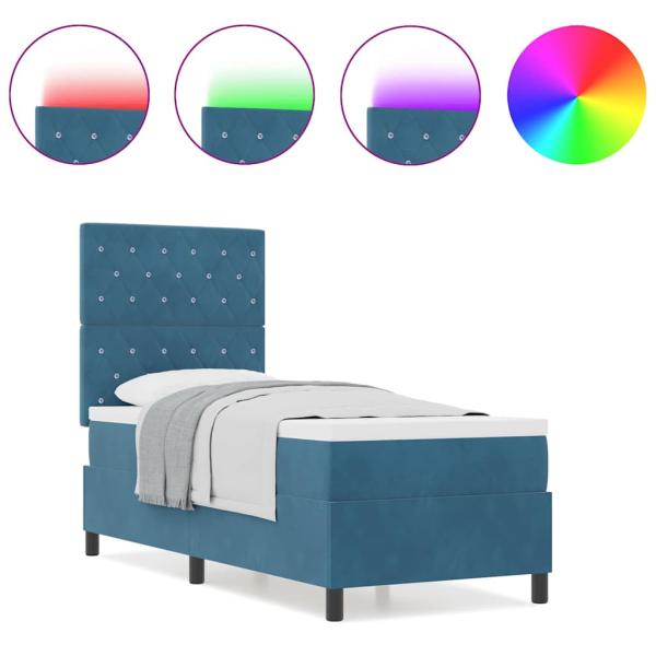 Boxspringbett mit Matratze Dunkelblau 80 x 200 cm Samt