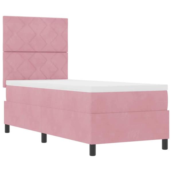 Boxspringbett mit Matratze mit Kopfteil Rosa 80 x 200 cm Samt