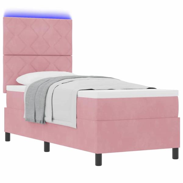 Boxspringbett mit Matratze mit Kopfteil Rosa 80 x 200 cm Samt