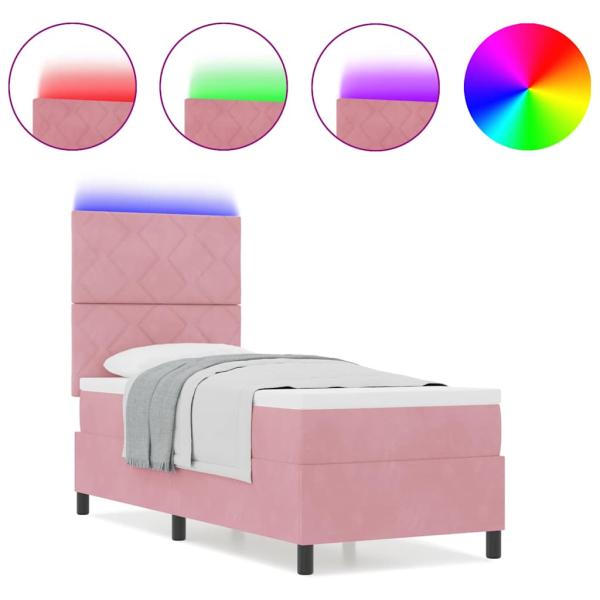 Boxspringbett mit Matratze mit Kopfteil Rosa 80 x 200 cm Samt