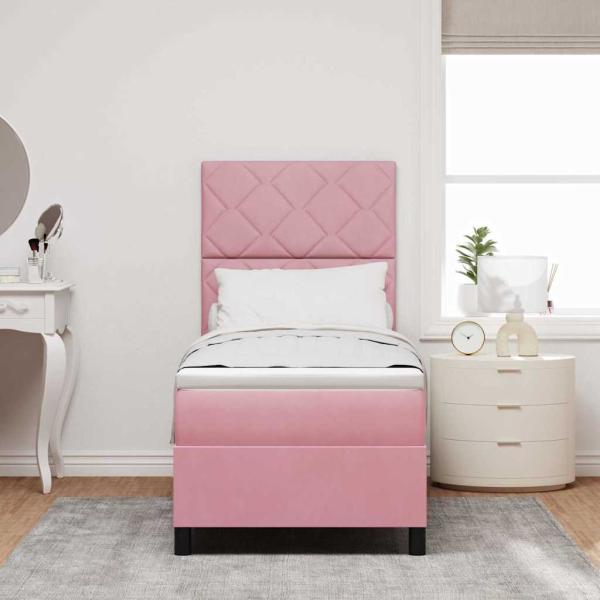 Boxspringbett mit Matratze mit Kopfteil Rosa 80 x 200 cm Samt