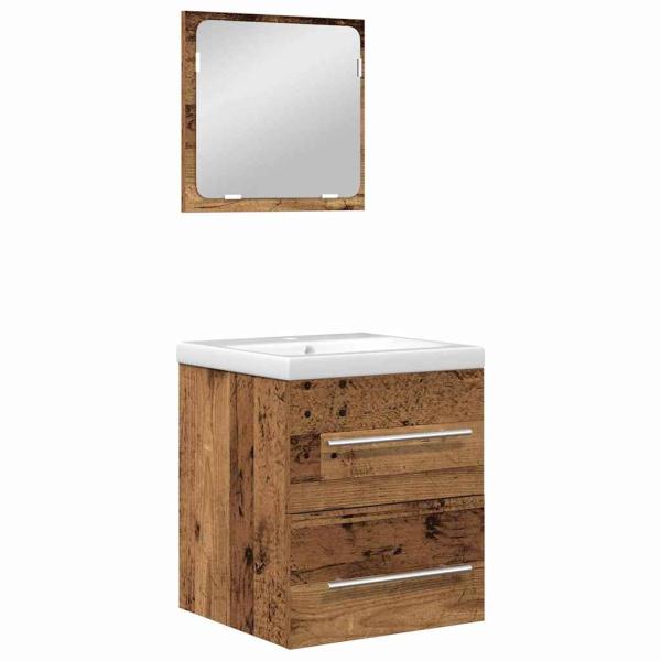 Badezimmermöbel Set mit Spiegel 2 pcs Altholz 41 x 38.5 x 48 cm