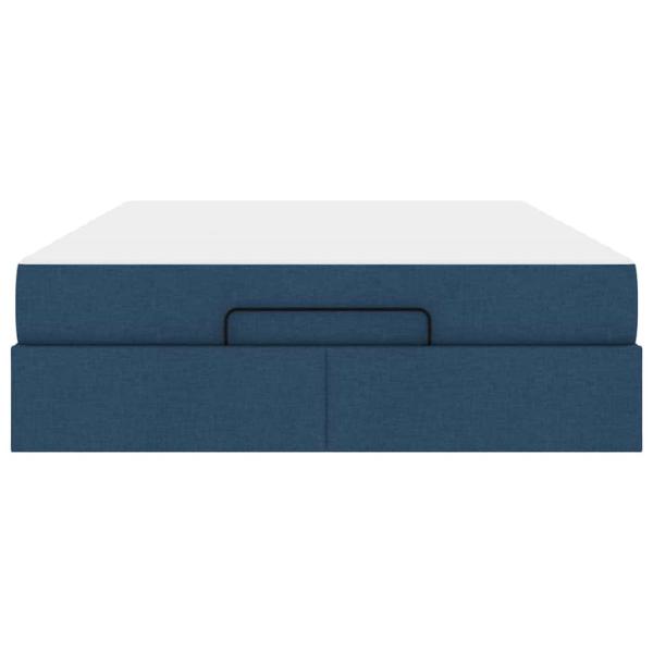 Bettgestell mit Speicher Blau 160 x 200 cm Stoff