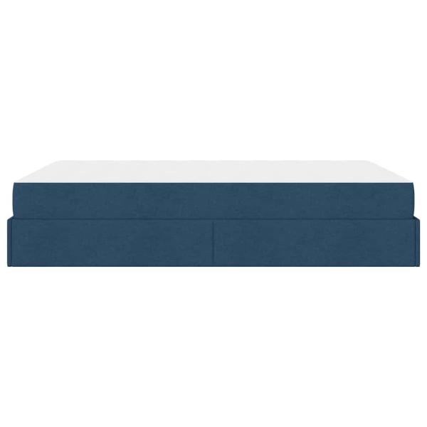 Bettgestell mit Speicher Blau 160 x 200 cm Stoff