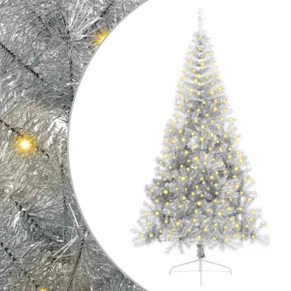 Weihnachtsbaum mit dekorativen Saitenlichtern Silber 240 cm