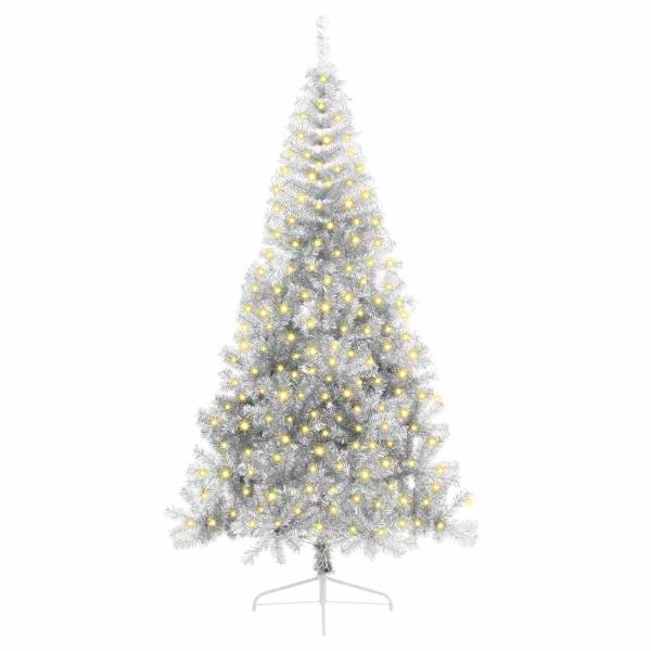 Weihnachtsbaum mit dekorativen Saitenlichtern Silber 240 cm
