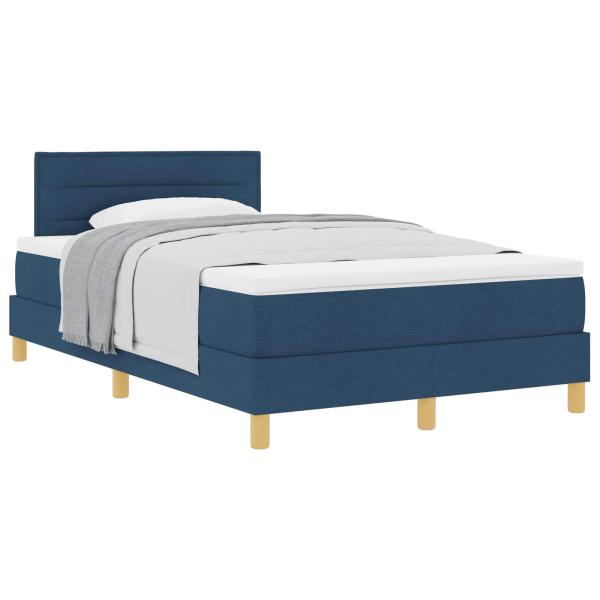 Boxspringbett mit Kissen mit Kopfteil Blau 120 x 190 cm Stoff