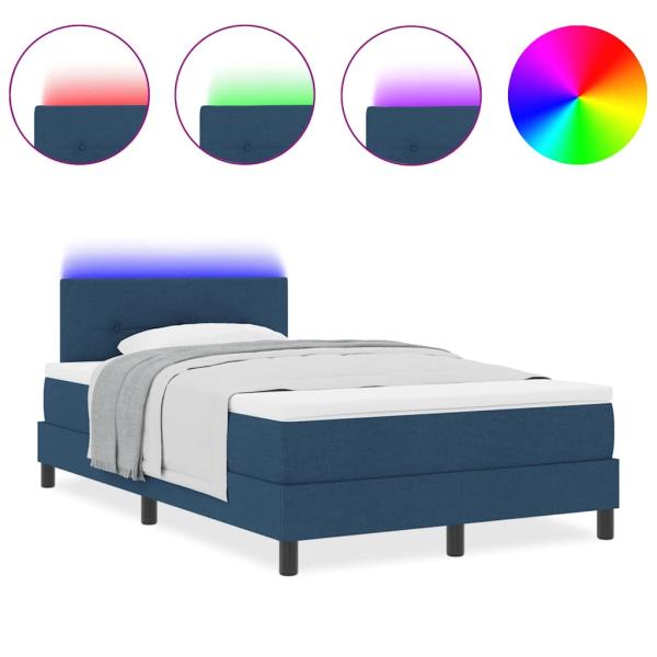 Boxspringbett mit Matratze mit Kopfteil Blau 120 x 190 cm Stoff