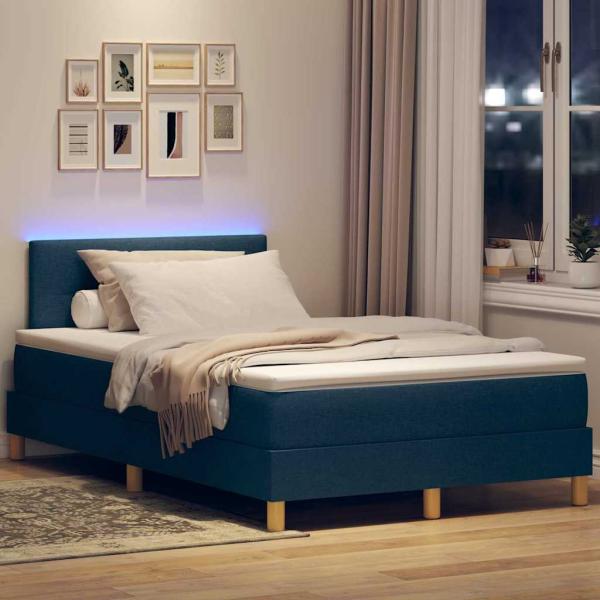 Boxspringbett mit Matratze mit Kopfteil Blau 120 x 190 cm Stoff