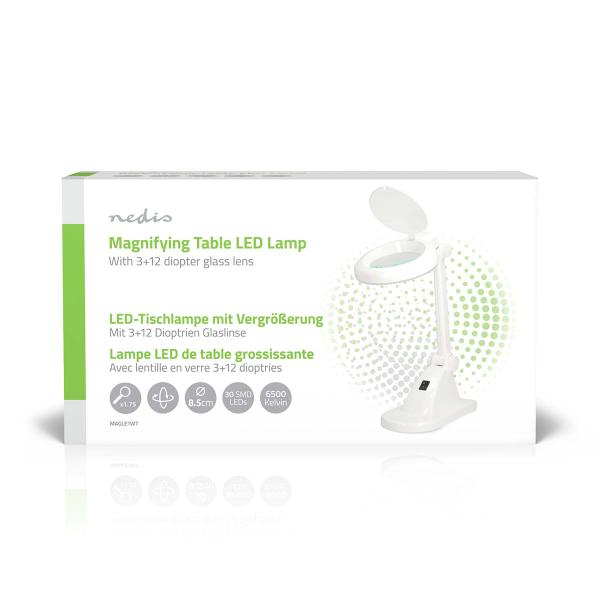 Lupenleuchte | Linsenstärke: 3 - 12 Dioptrien | 6500 K | 6 W | 400 lm | Weiss