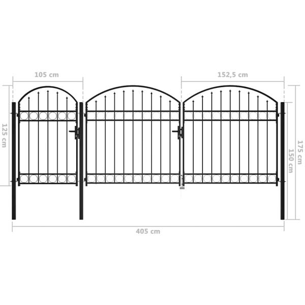Gartentor Schwarz 175 x 400 cm