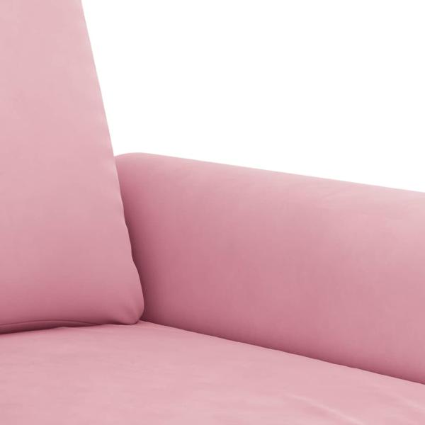 3-tlg. Sofagarnitur mit Kissen Rosa Samt