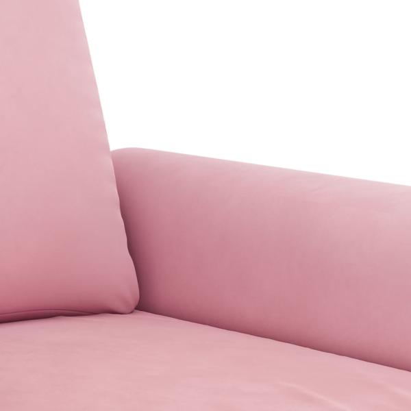 3-tlg. Sofagarnitur mit Kissen Rosa Samt