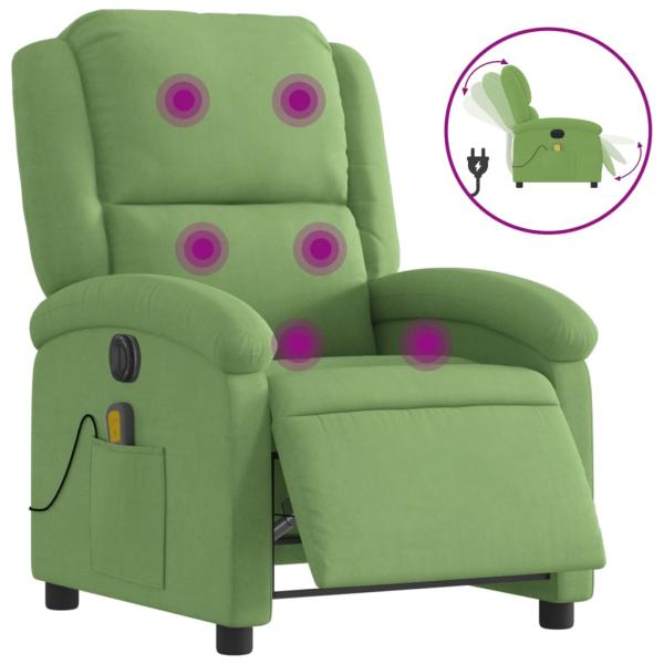 Massagesessel Elektrisch Hellgrün Samt