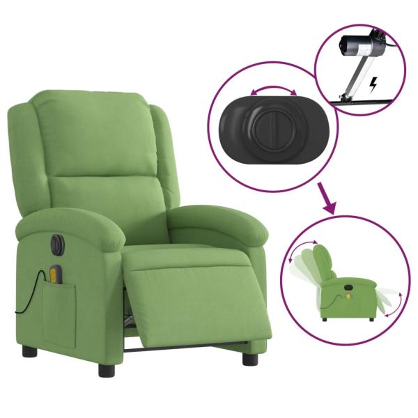 Massagesessel Elektrisch Hellgrün Samt