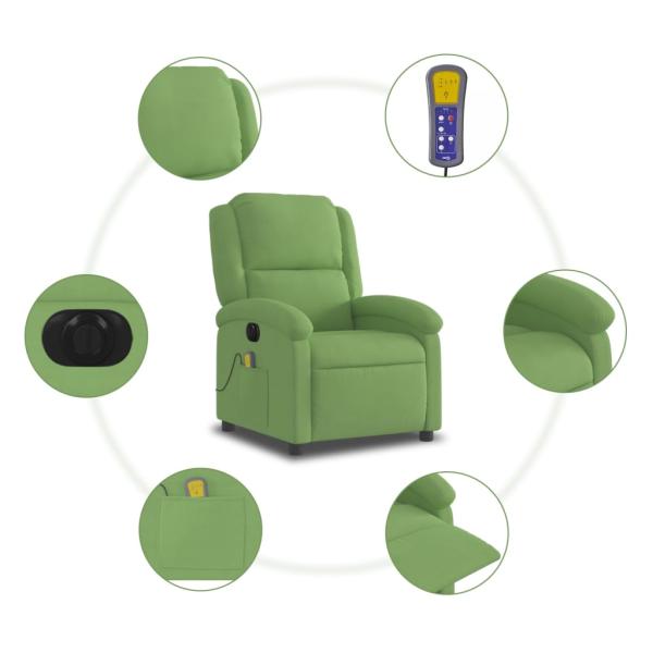 Massagesessel Elektrisch Hellgrün Samt