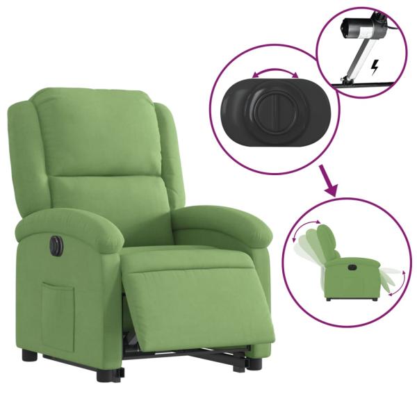 Relaxsessel mit Aufstehhilfe Elektrisch Hellgrün Samt