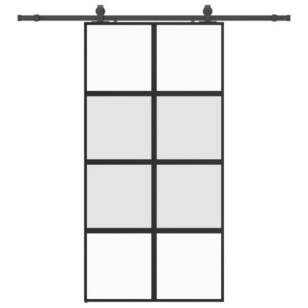 ARDEBO.de - Schiebetür mit Beschlag Schwarz 102,5x205 cm Hartglas