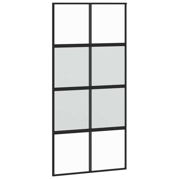 Schiebetür mit Beschlag Schwarz 102,5x205 cm Hartglas