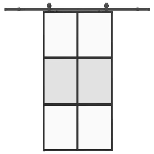 Schiebetür mit Beschlag Schwarz 102,5x205 cm Hartglas