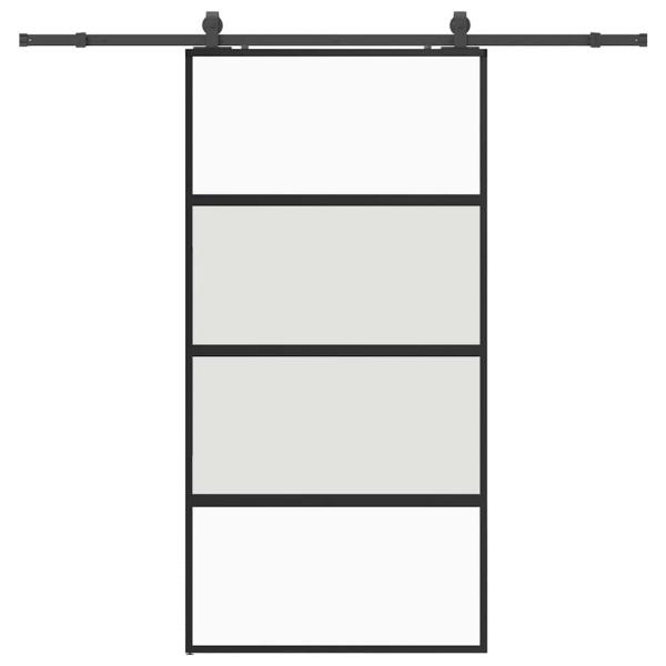 Schiebetür mit Beschlag Schwarz 102,5x205 cm Hartglas