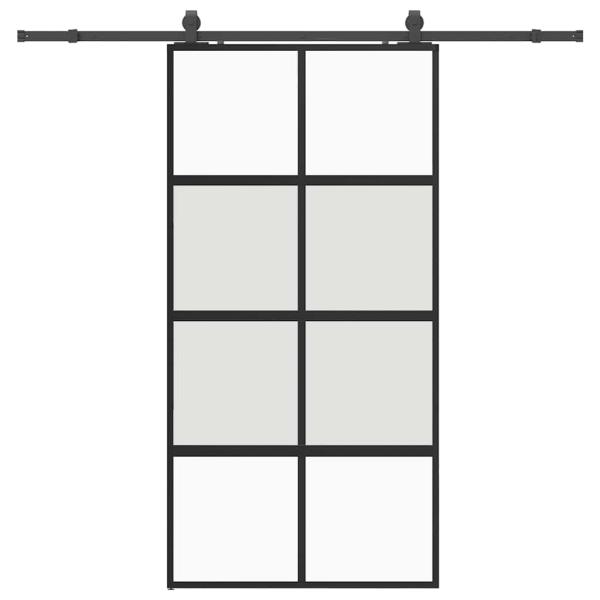 Schiebetür mit Beschlag Schwarz 102,5x205 cm Hartglas