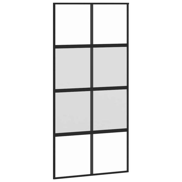 Schiebetür mit Beschlag Schwarz 102,5x205 cm Hartglas
