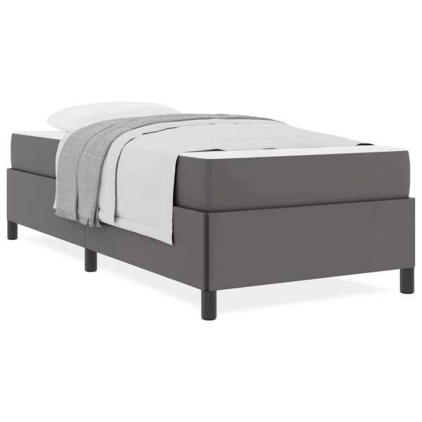 Bettgestell mit Matratze Grau 80 x 200 cm Kunstleder