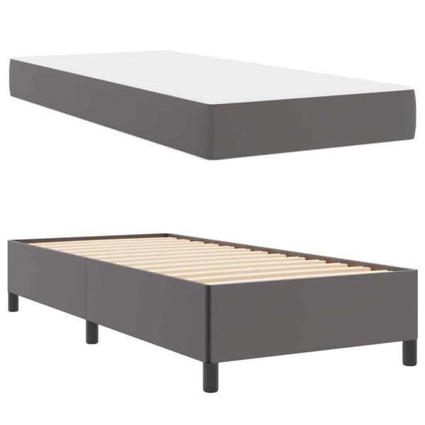 Bettgestell mit Matratze Grau 80 x 200 cm Kunstleder