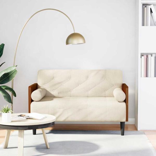 ARDEBO.de - Zweisitzer-Sofa mit Nackenrollen 110 cm Leinen