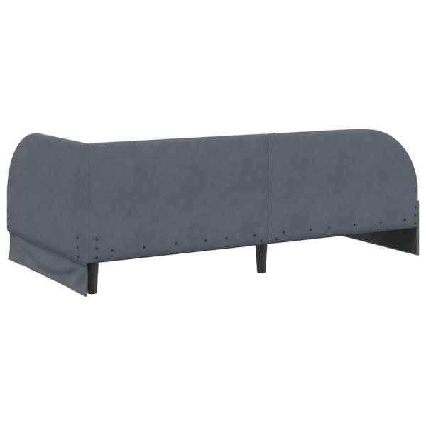 Eckbettgestell mit Kopfteil Dunkelgrau 90 x 200 cm Samt