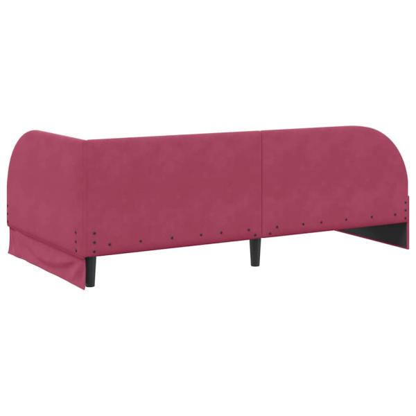 Eckbettgestell mit Kopfteil Weinrot 90 x 200 cm Samt