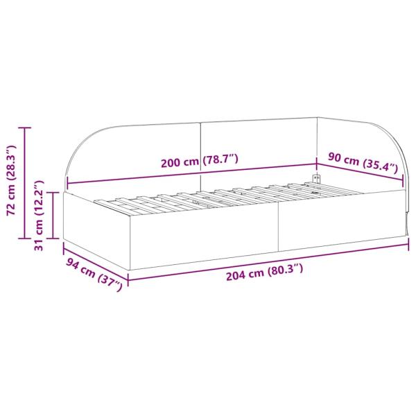 Eckbettgestell mit Kopfteil Weinrot 90 x 200 cm Samt