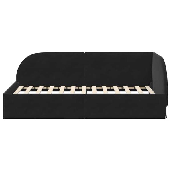 Eckbettgestell mit Kopfteil Schwarz 90 x 200 cm Samt