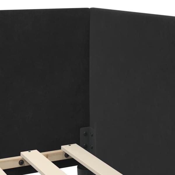 Eckbettgestell mit Kopfteil Schwarz 90 x 200 cm Samt