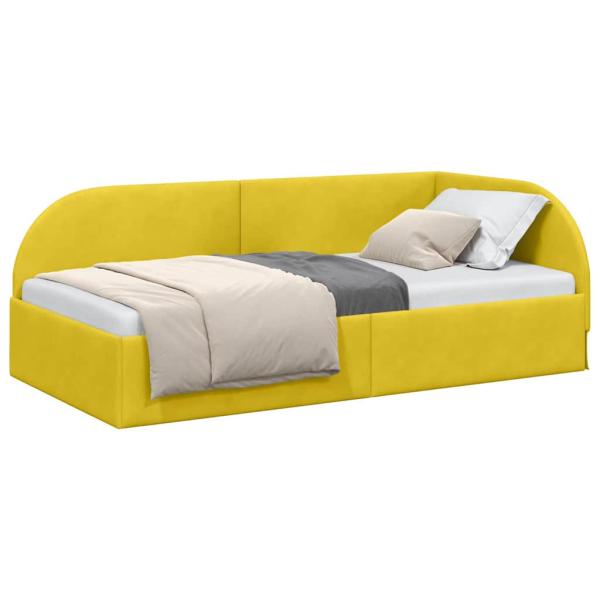 Eckbettgestell mit Kopfteil Gelb 90 x 200 cm Samt