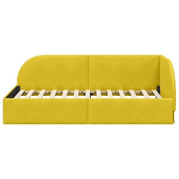 Eckbettgestell mit Kopfteil Gelb 90 x 200 cm Samt
