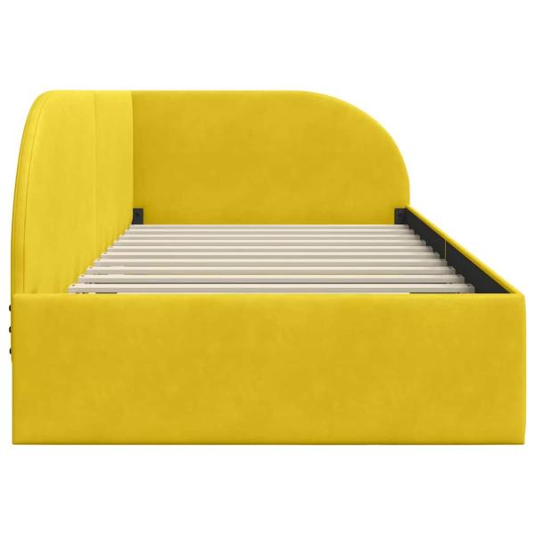 Eckbettgestell mit Kopfteil Gelb 90 x 200 cm Samt